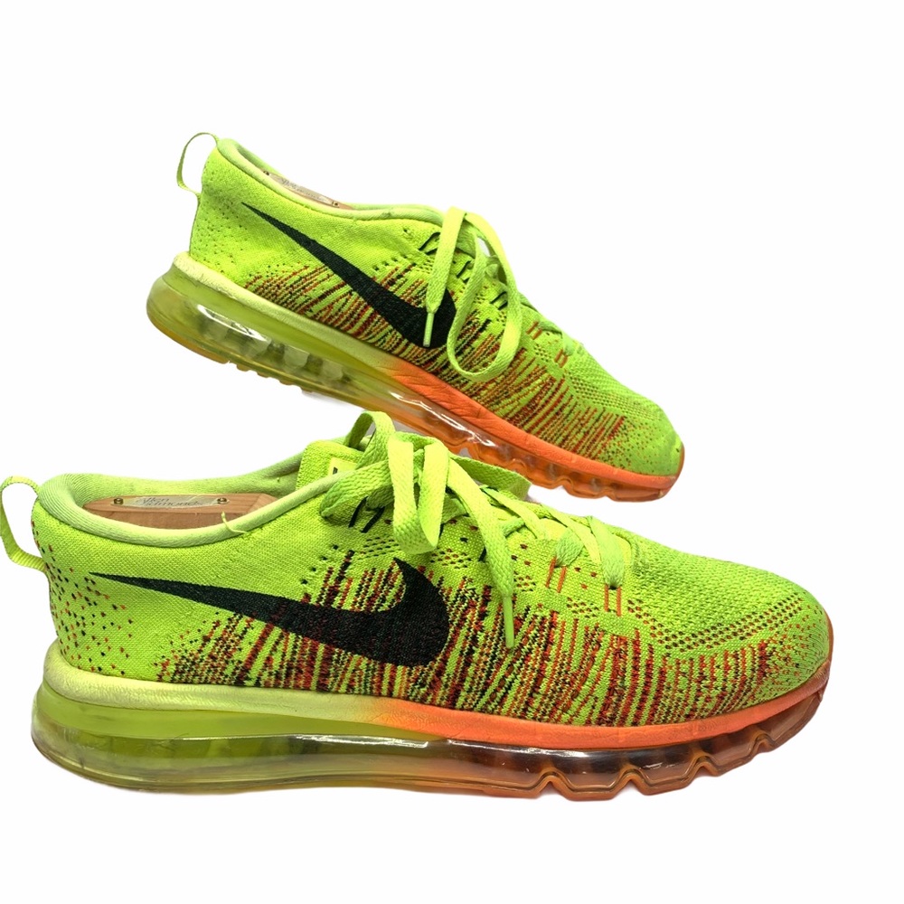 Nike Flyknit Air Max Volt Neon Sneakers Size 9.5